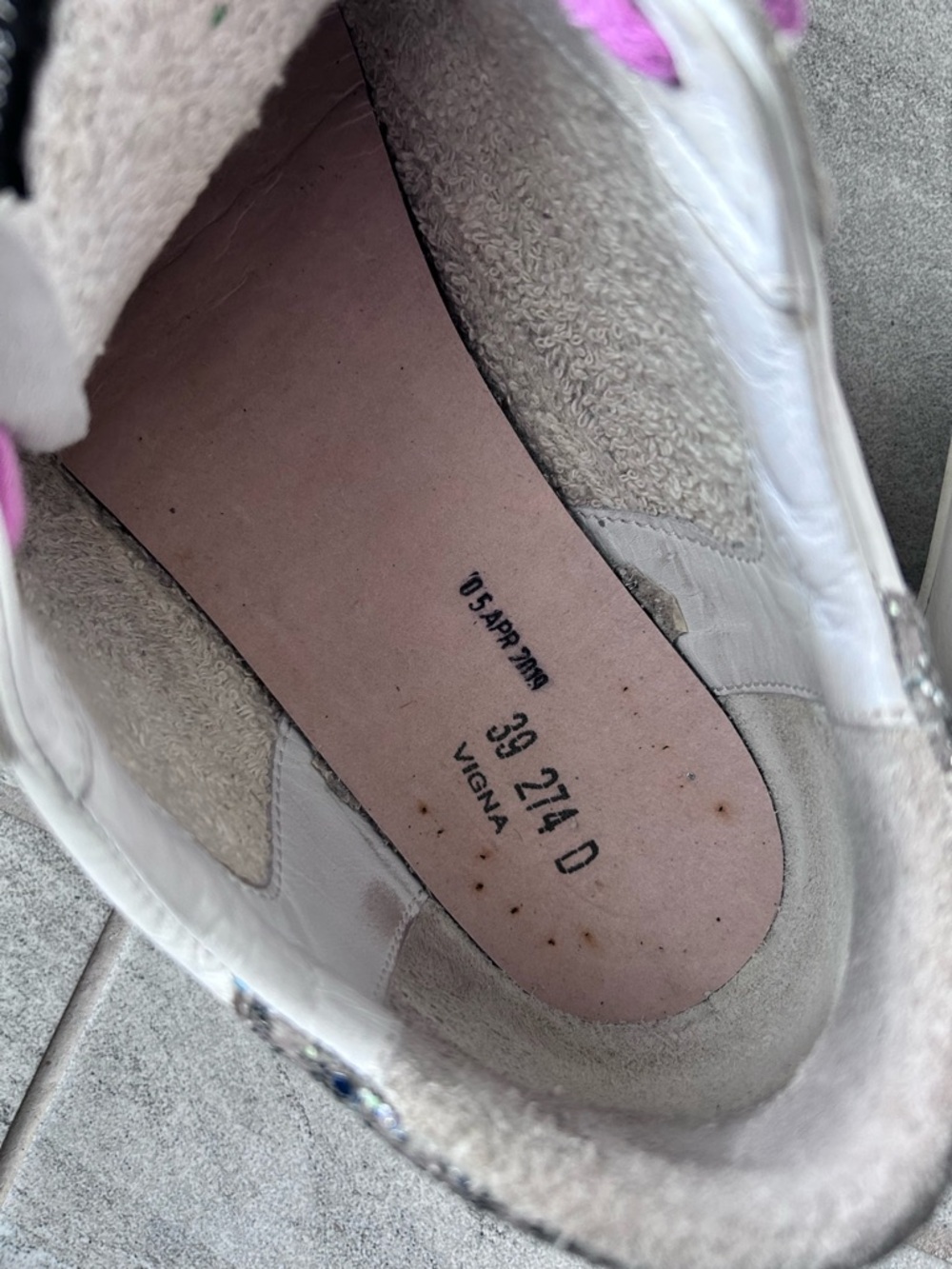 Golden Goose Superstar Sneakers Blue Star Glitter Heel White Leather Size 39 - Picture 12 of 16